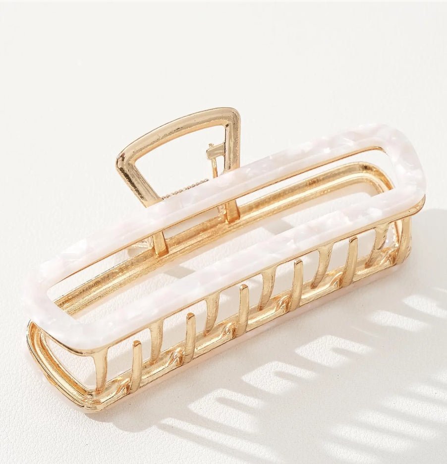 adorro Harlow Rectangle Metal Claw Clip Large - Fleur-De-Lis Boutique