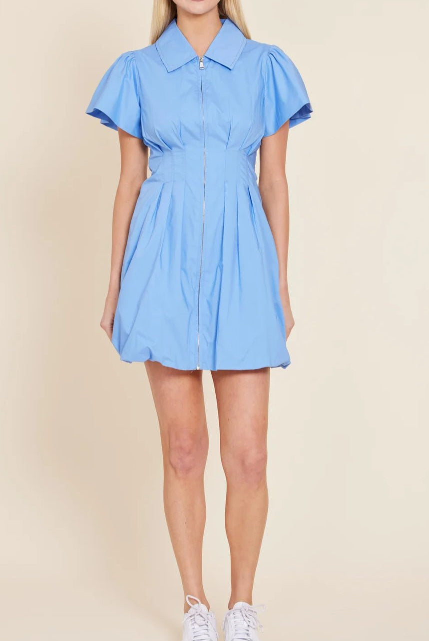 DOLCECABO Blue Poplin Zip Dress - Fleur - De - Lis Boutique