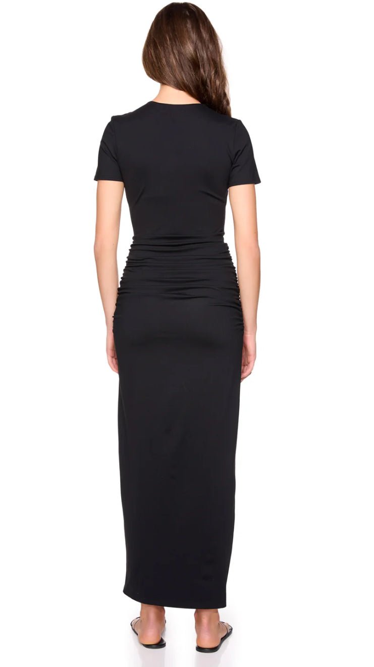 Side Gathered Side Slit Dress Black Susana Monaco - Fleur - De - Lis Boutique