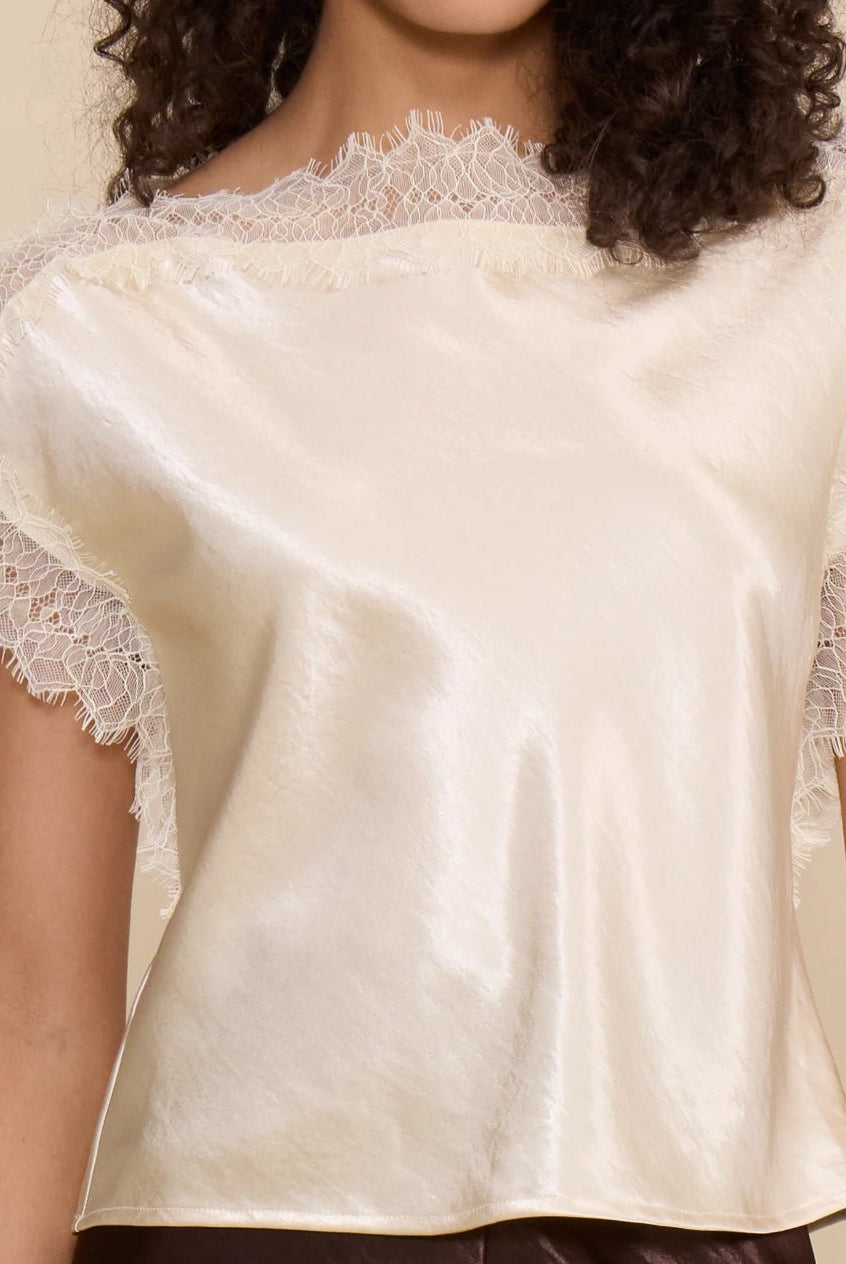 Lucy Paris Chris Lace Trim Top Ivory - Fleur-De-Lis Boutique