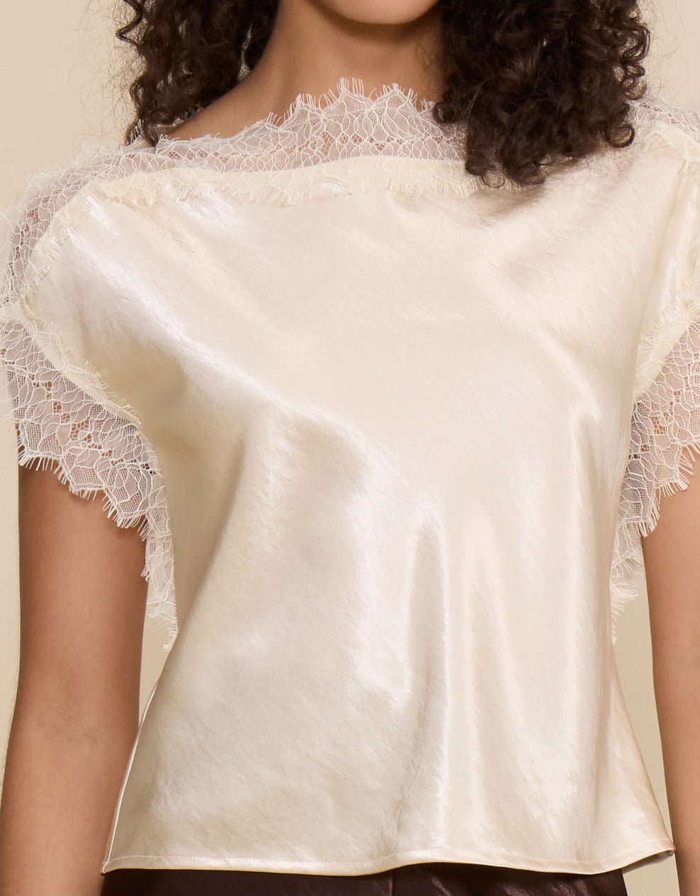 Lucy Paris Chris Lace Trim Top Ivory - Fleur-De-Lis Boutique