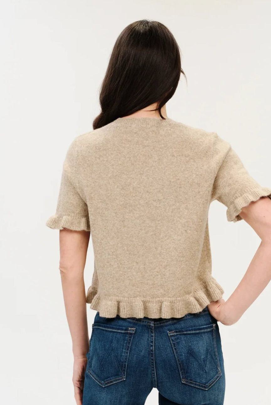 Cleo Ruffle Edge Sweater Latte - Fleur-De-Lis Boutique