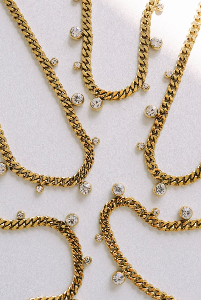 BELJOY Chloe Crystal Cuban Chain Necklace - Fleur-De-Lis Boutique