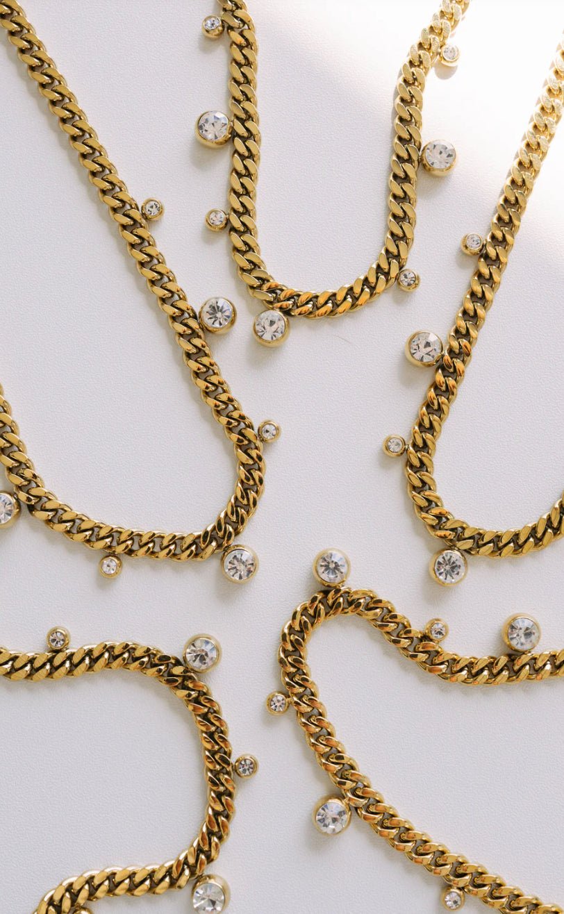 BELJOY Chloe Crystal Cuban Chain Necklace - Fleur-De-Lis Boutique