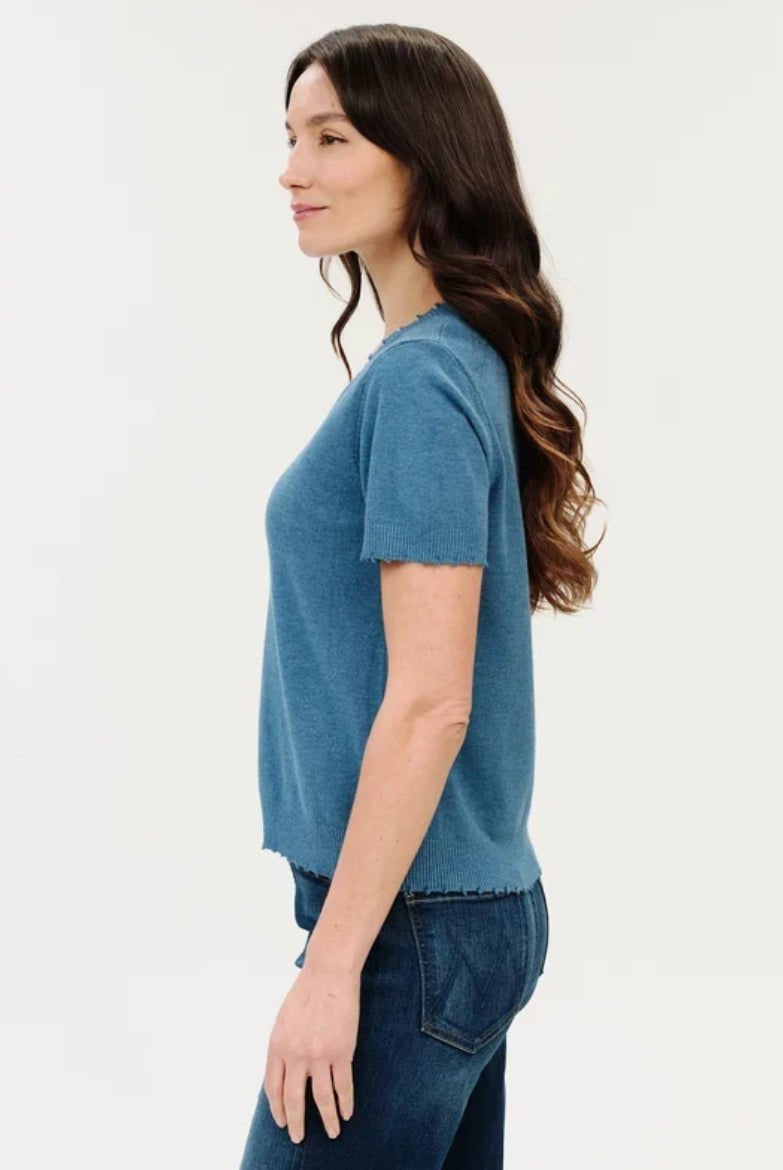 Six Fifty Gemma V Neck Sweater Heather Denim - Fleur-De-Lis Boutique