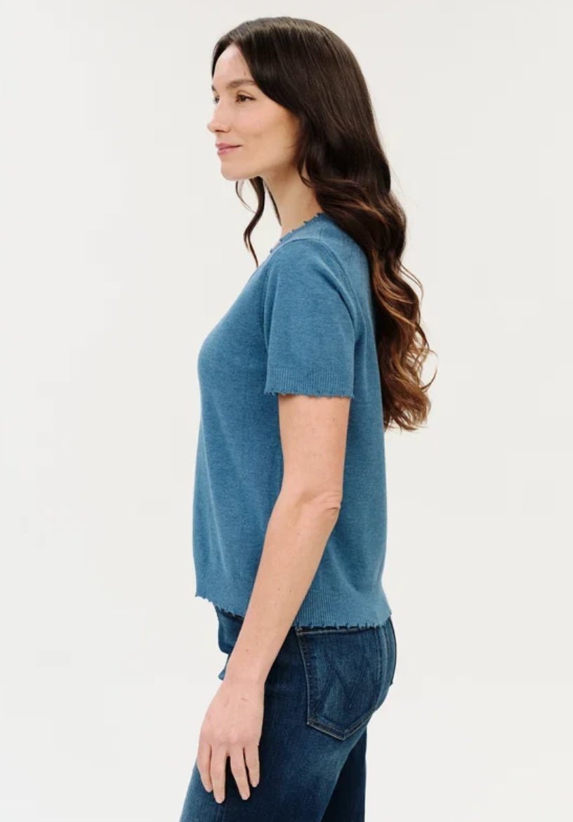 Six Fifty Gemma V Neck Sweater Heather Denim - Fleur-De-Lis Boutique