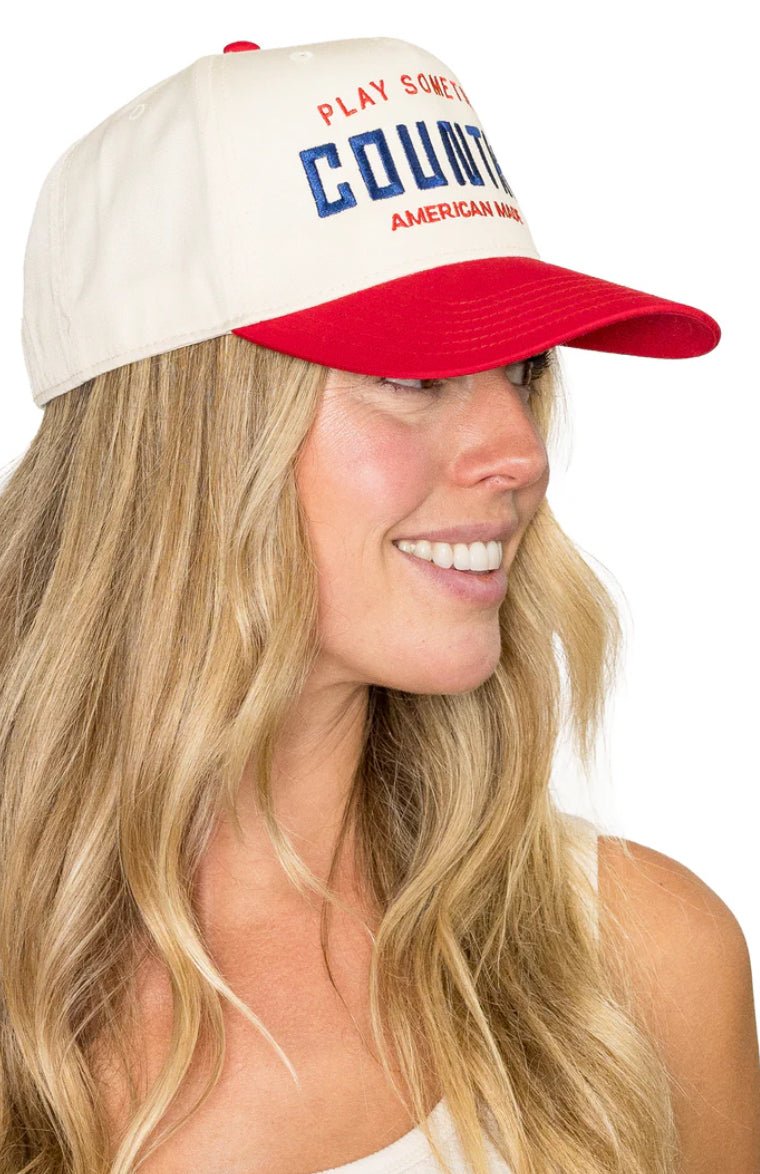 Feelin Friday Play Me Something Country Trucker Hat Red/Natural - Fleur - De - Lis Boutique