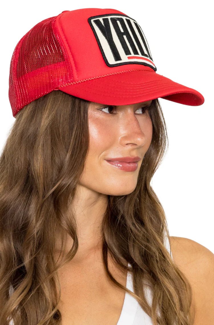 Friday Feelin Y’all Trucker Hat Red - Fleur - De - Lis Boutique