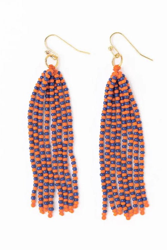 Game Day Tassel Seed Bead Navy Orange - Fleur-De-Lis Boutique