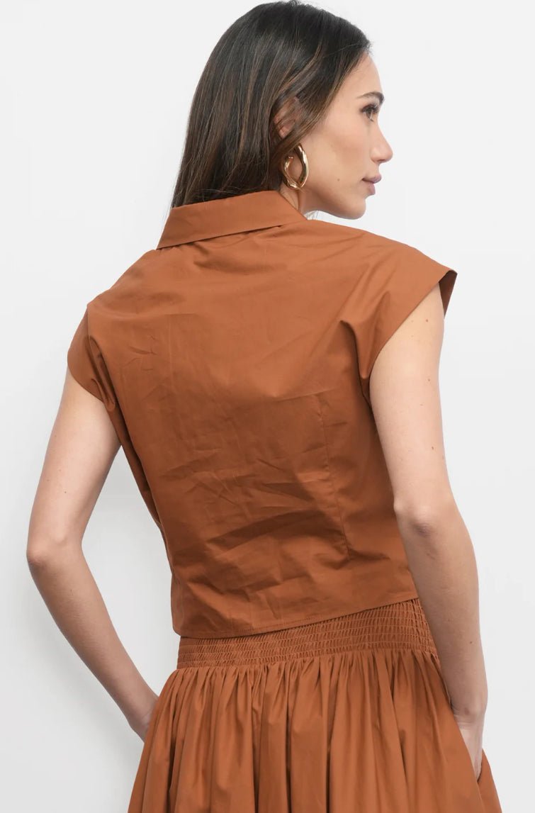 Greylin Eloise Wrap Front Extended Shoulder Poplin Top - Fleur - De - Lis Boutique