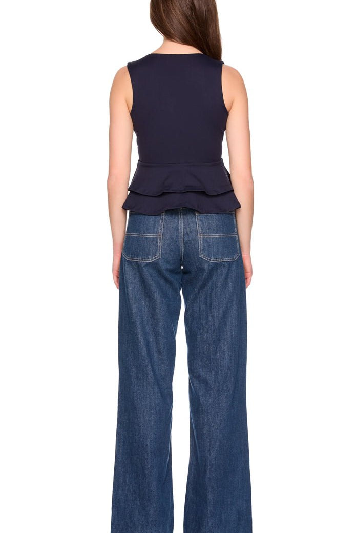 Susana Monaco Double Layer V Neck Midnight - Fleur - De - Lis Boutique