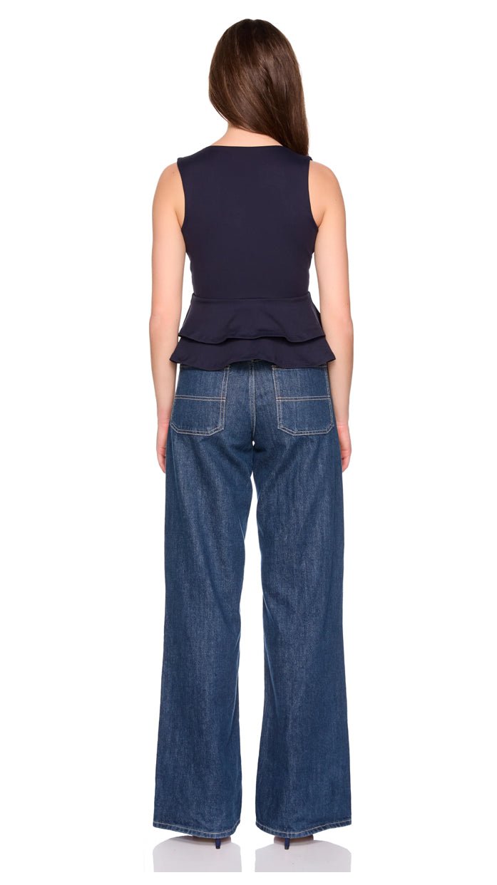Susana Monaco Double Layer V Neck Midnight - Fleur - De - Lis Boutique