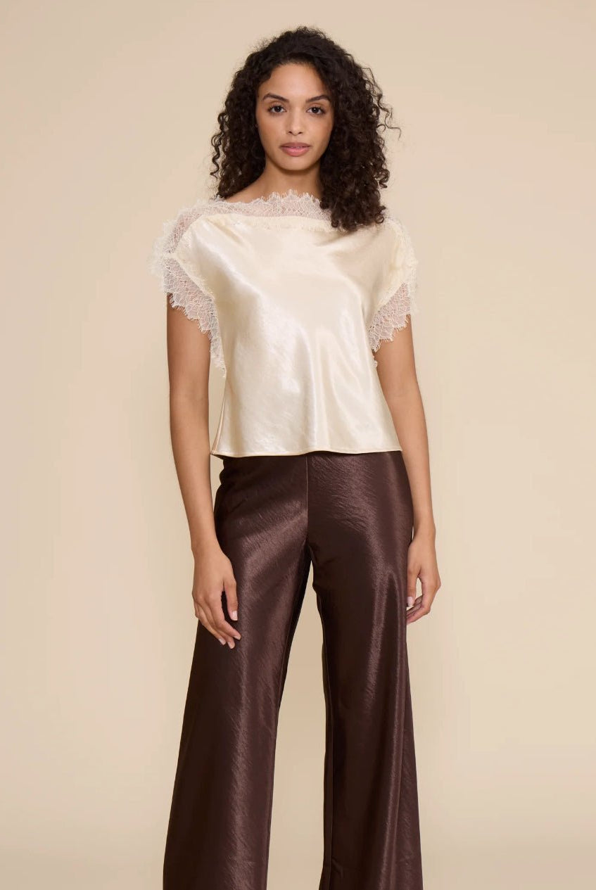 Lucy Paris Chris Lace Trim Top Ivory - Fleur-De-Lis Boutique