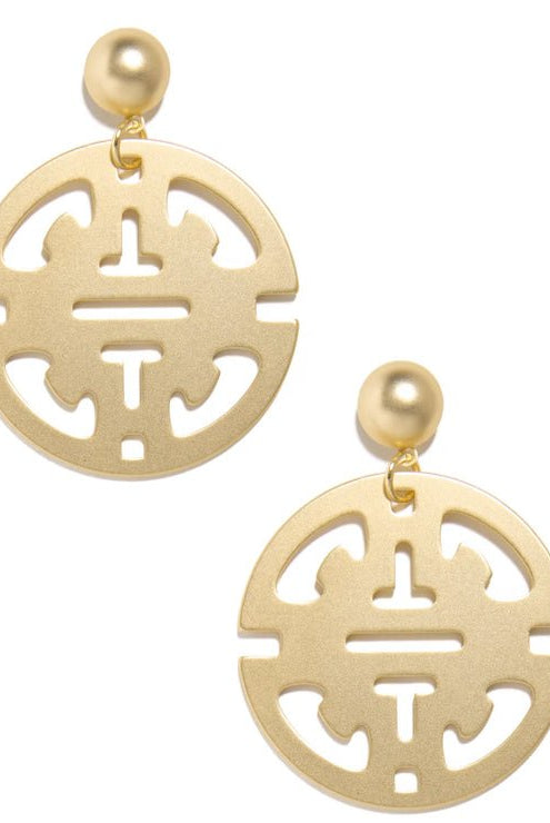 Zenzii Traveling Pendant Drop Earring Matte Gold - Fleur - De - Lis Boutique