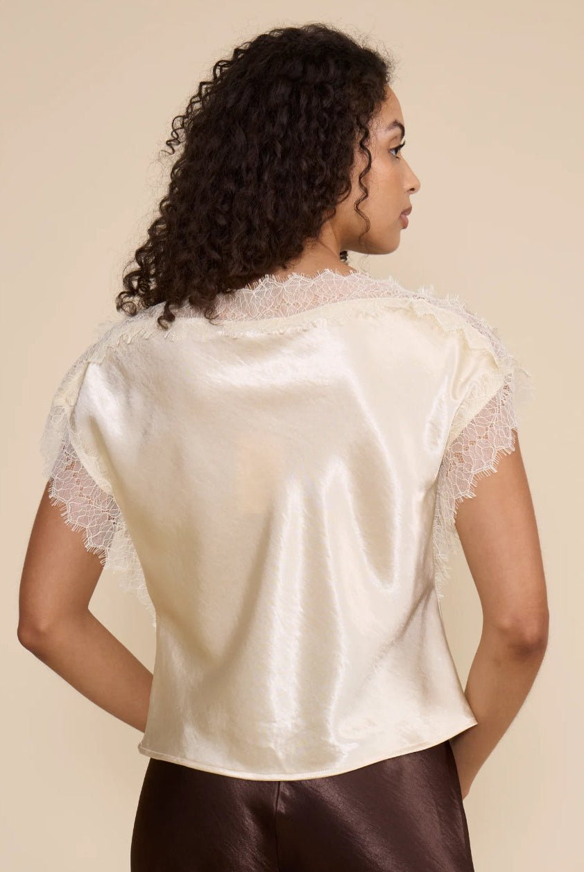 Lucy Paris Chris Lace Trim Top Ivory - Fleur-De-Lis Boutique