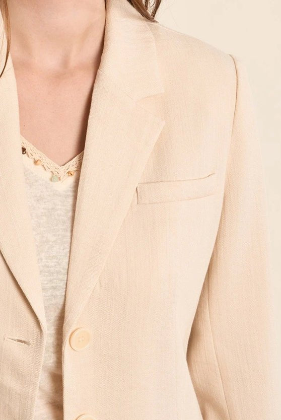 Molly Bracken Woven Blazer Off White - Fleur - De - Lis Boutique