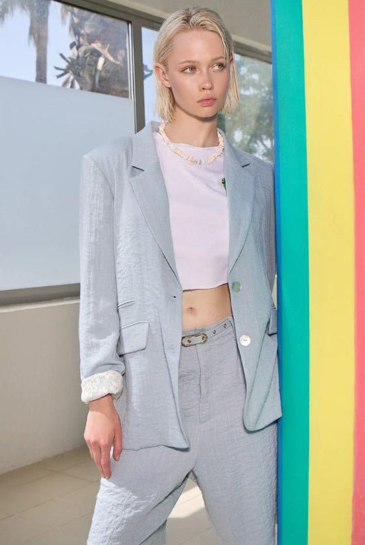 Molly Bracken Straight Blazer Light Blue - Fleur - De - Lis Boutique