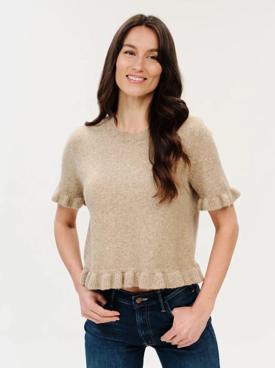 Cleo Ruffle Edge Sweater Latte - Fleur-De-Lis Boutique
