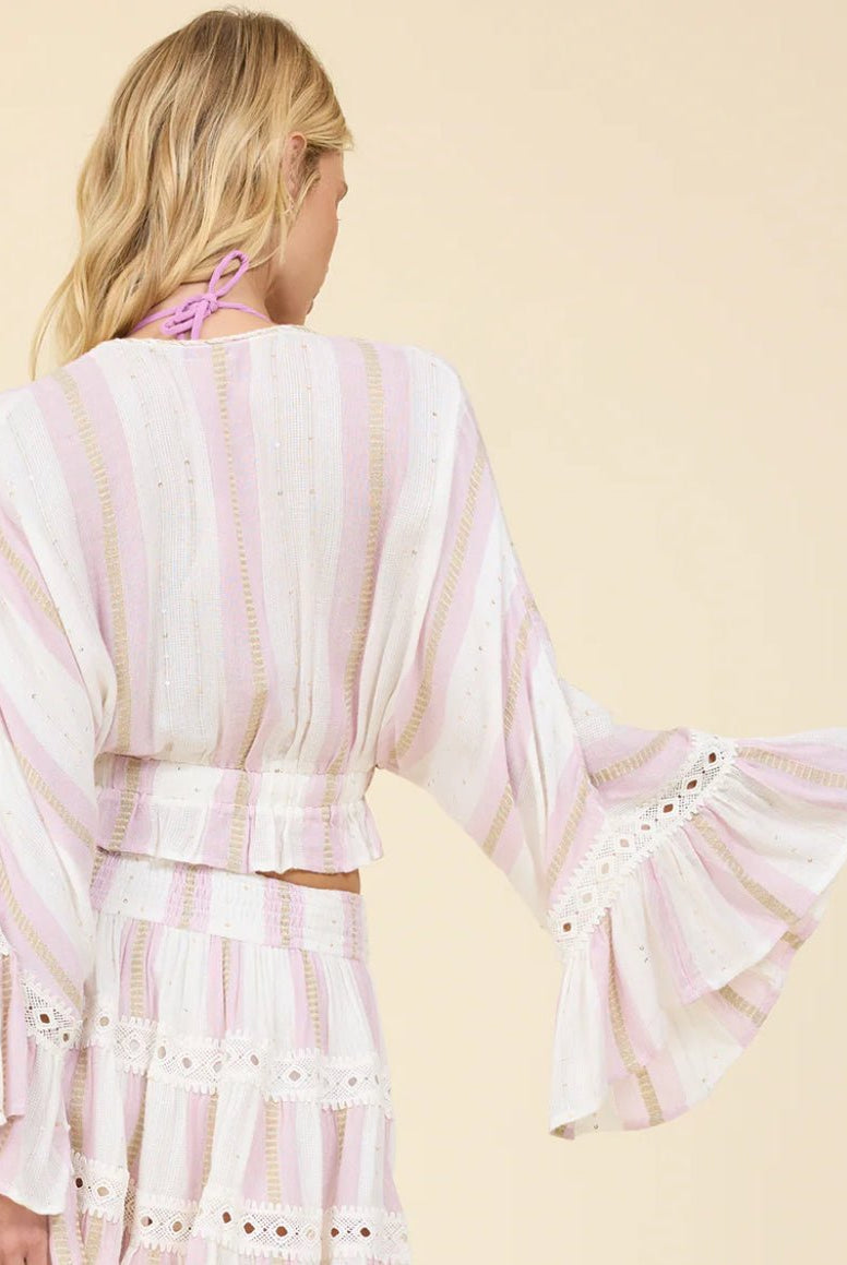 Surf Gypsy Pink Dust Stripe Tie Blouse - Fleur - De - Lis Boutique