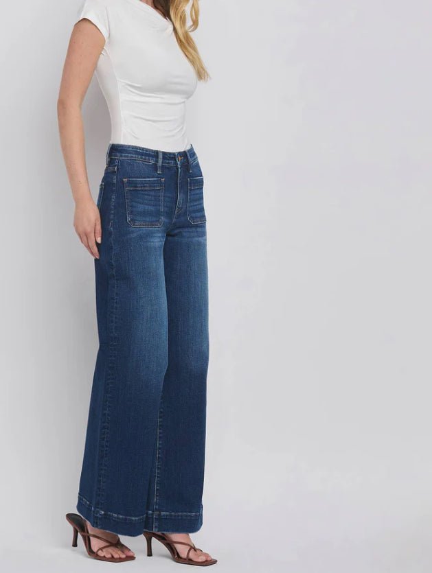 Flying Monkey Dignity High Rise Trouser Dark Wash - Fleur - De - Lis Boutique