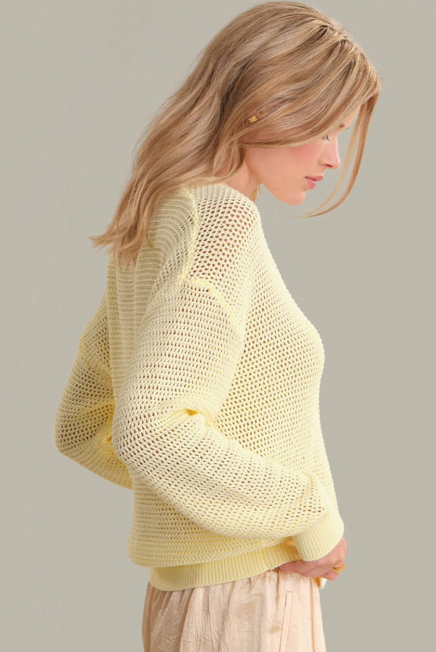 525 America Long Sleeve Crew Neck Pullover Iced Lemon - Fleur - De - Lis Boutique