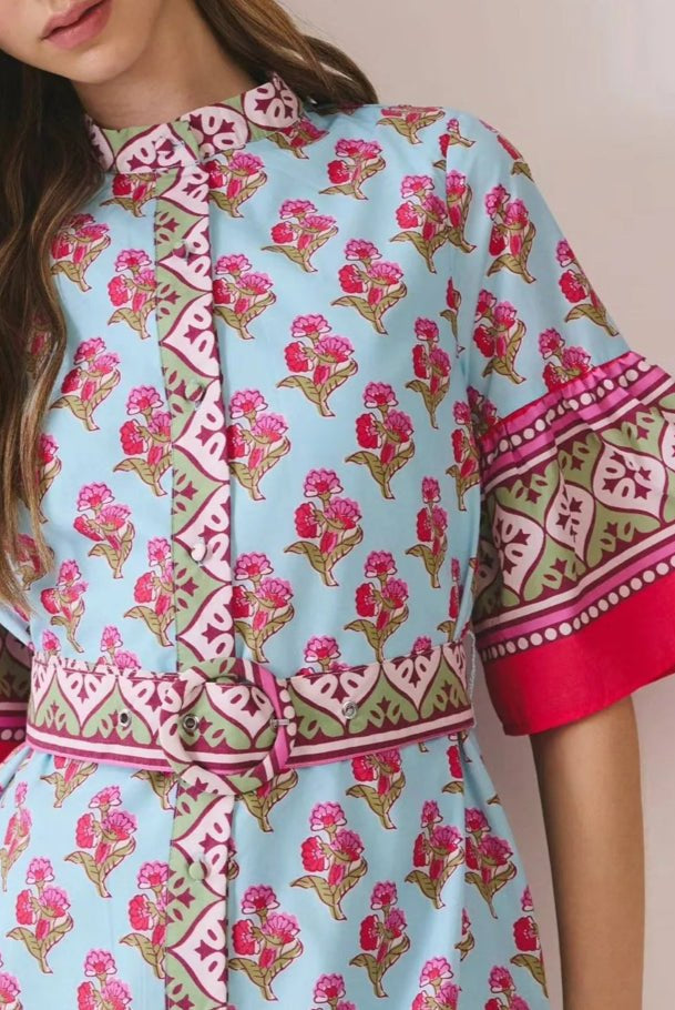 TCEC Multi Short Sleeve Mini Dress - Fleur - De - Lis Boutique