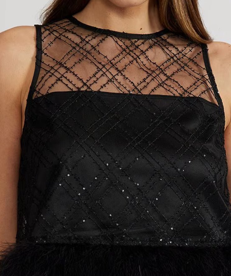 Lucy Paris Miley Feather Trim Top - Fleur - De - Lis Boutique