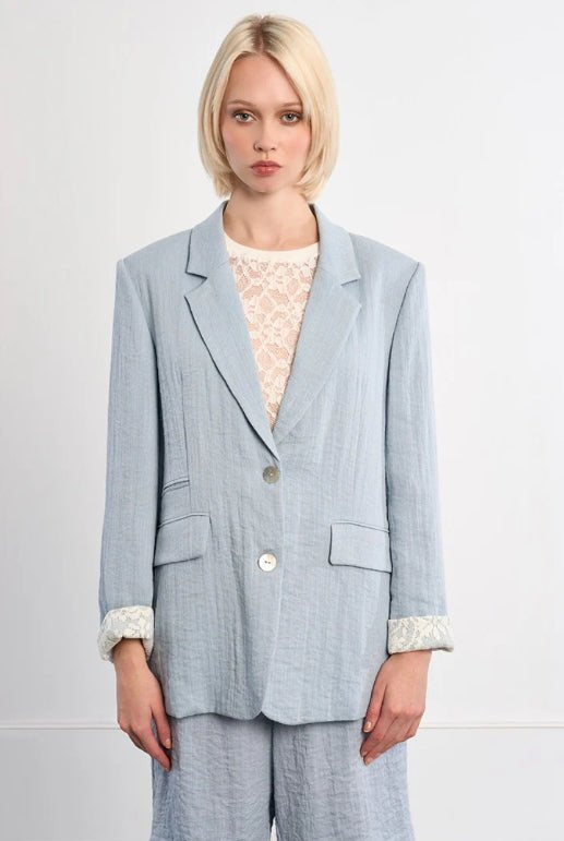 Molly Bracken Straight Blazer Light Blue - Fleur - De - Lis Boutique