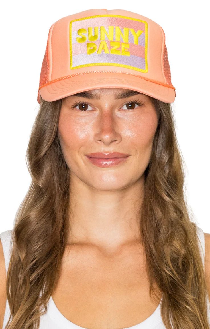 Feelin Friday Sunny Daze Trucker Hat Coral Pink - Fleur - De - Lis Boutique