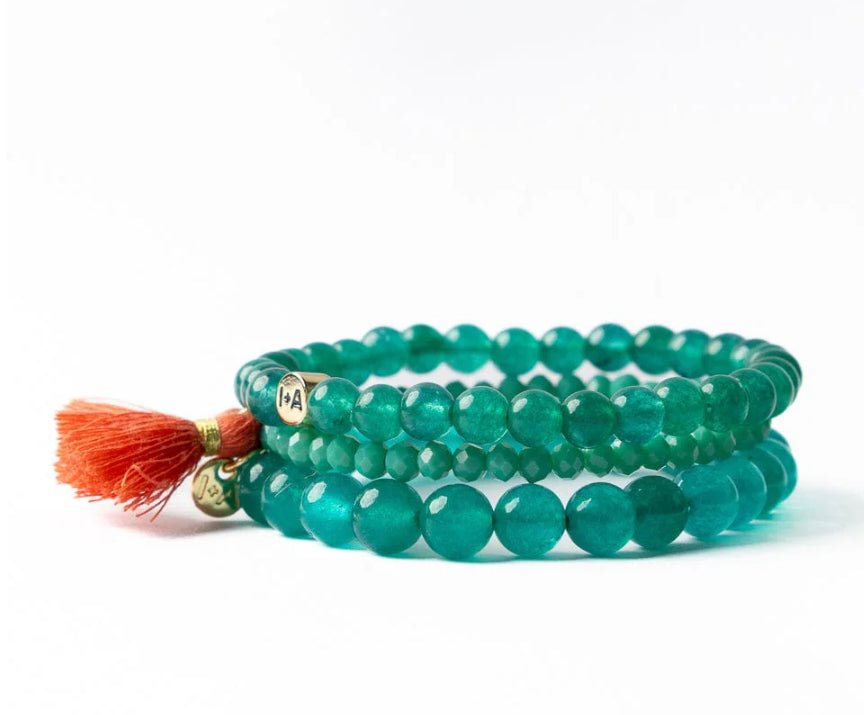 Ink + Alloy Stretch Bracelet Set Teal Green - Fleur - De - Lis Boutique
