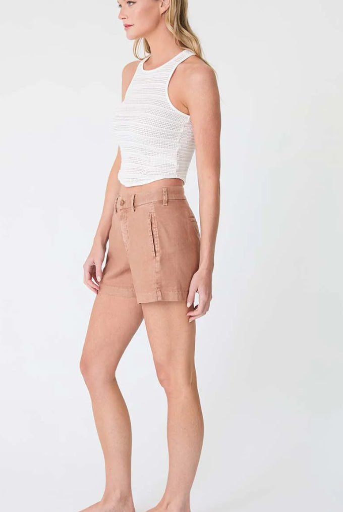 Level 99 Evie Side Welt Short Mocha Mousee - Fleur-De-Lis Boutique