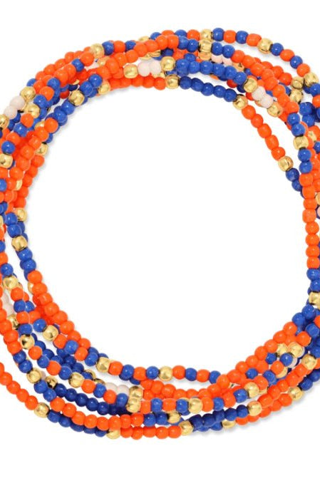 Game Day Bracelet Blue Orange White - Fleur-De-Lis Boutique