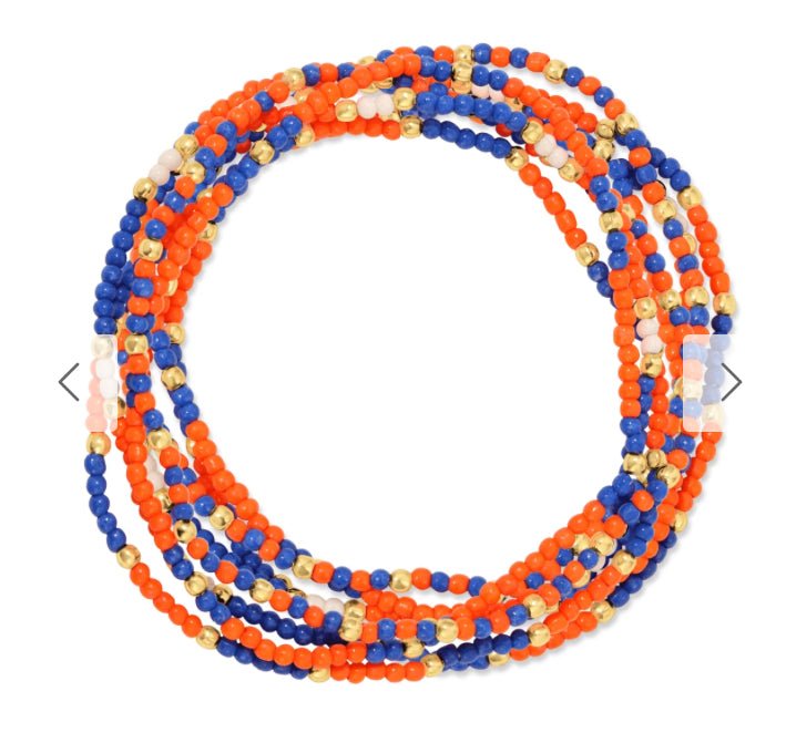 Game Day Bracelet Blue Orange White - Fleur-De-Lis Boutique