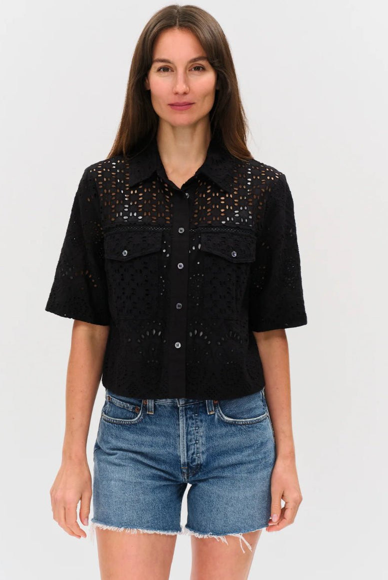 Six Fifty Tove Eyelet Top Black - Fleur - De - Lis Boutique