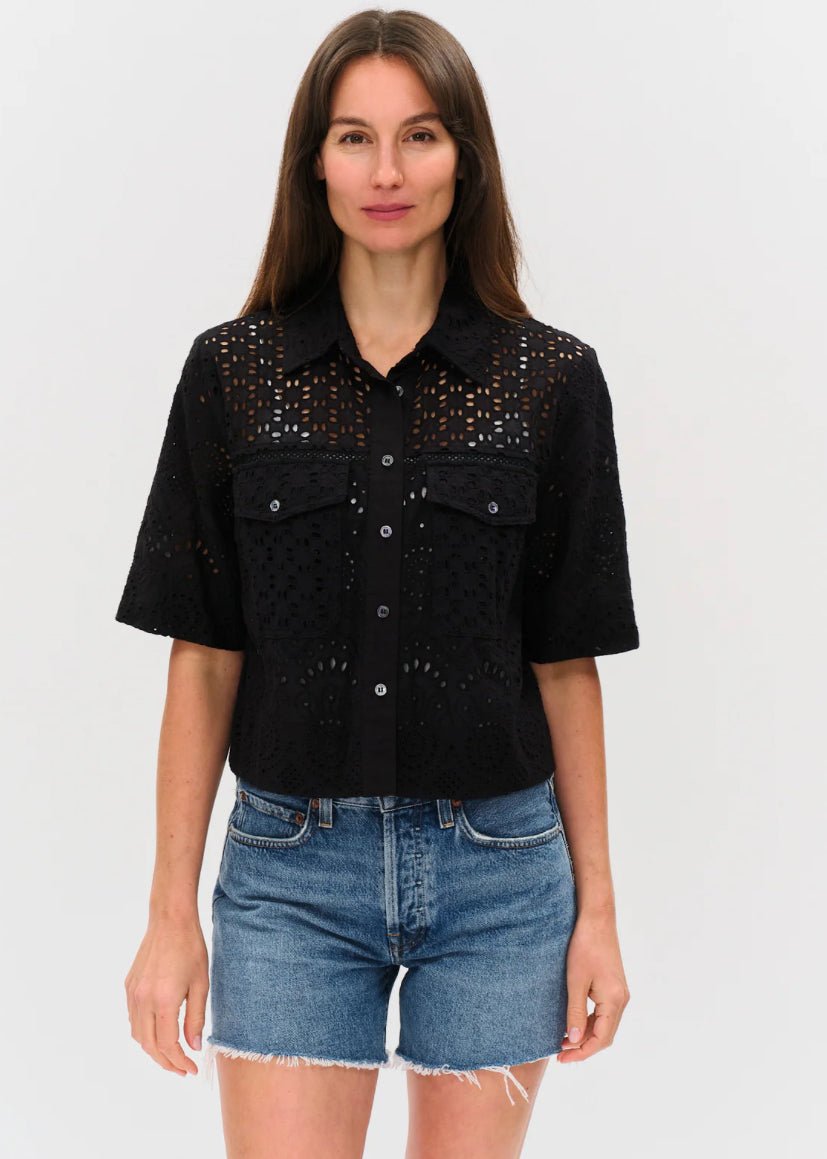 Six Fifty Tove Eyelet Top Black - Fleur - De - Lis Boutique