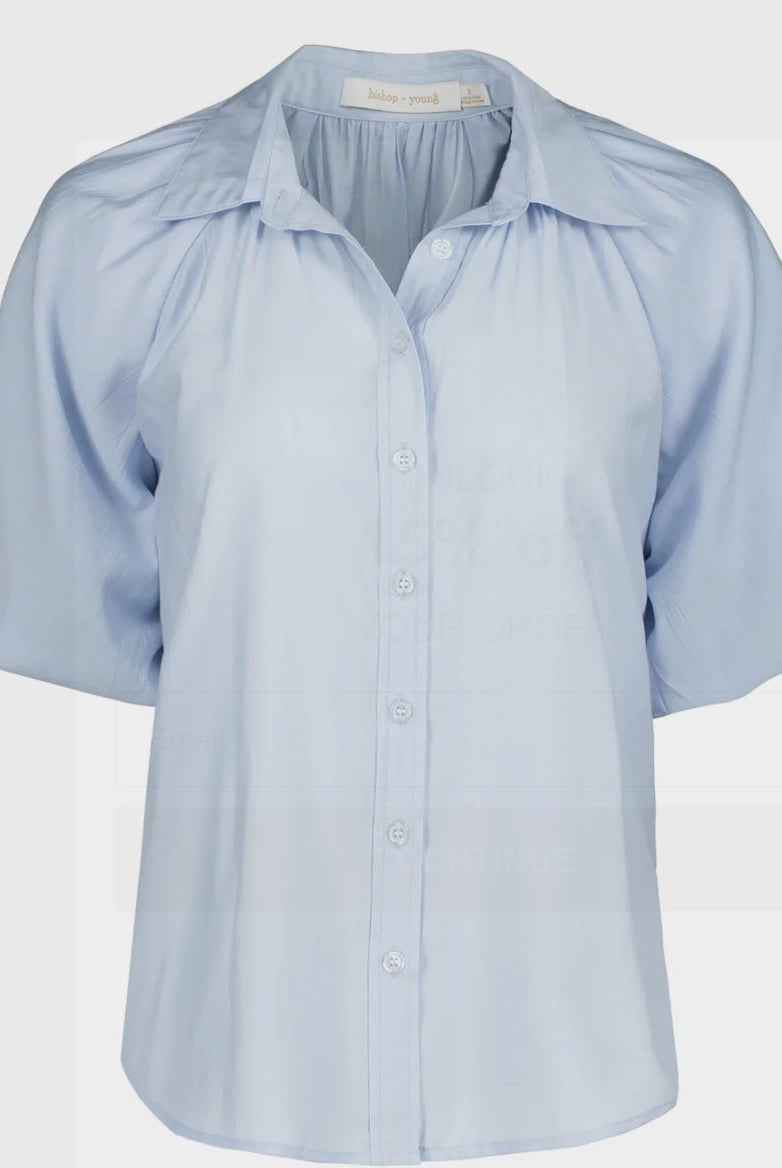 Bishop & Young Anise Bubble Sleeve Top Azure - Fleur - De - Lis Boutique