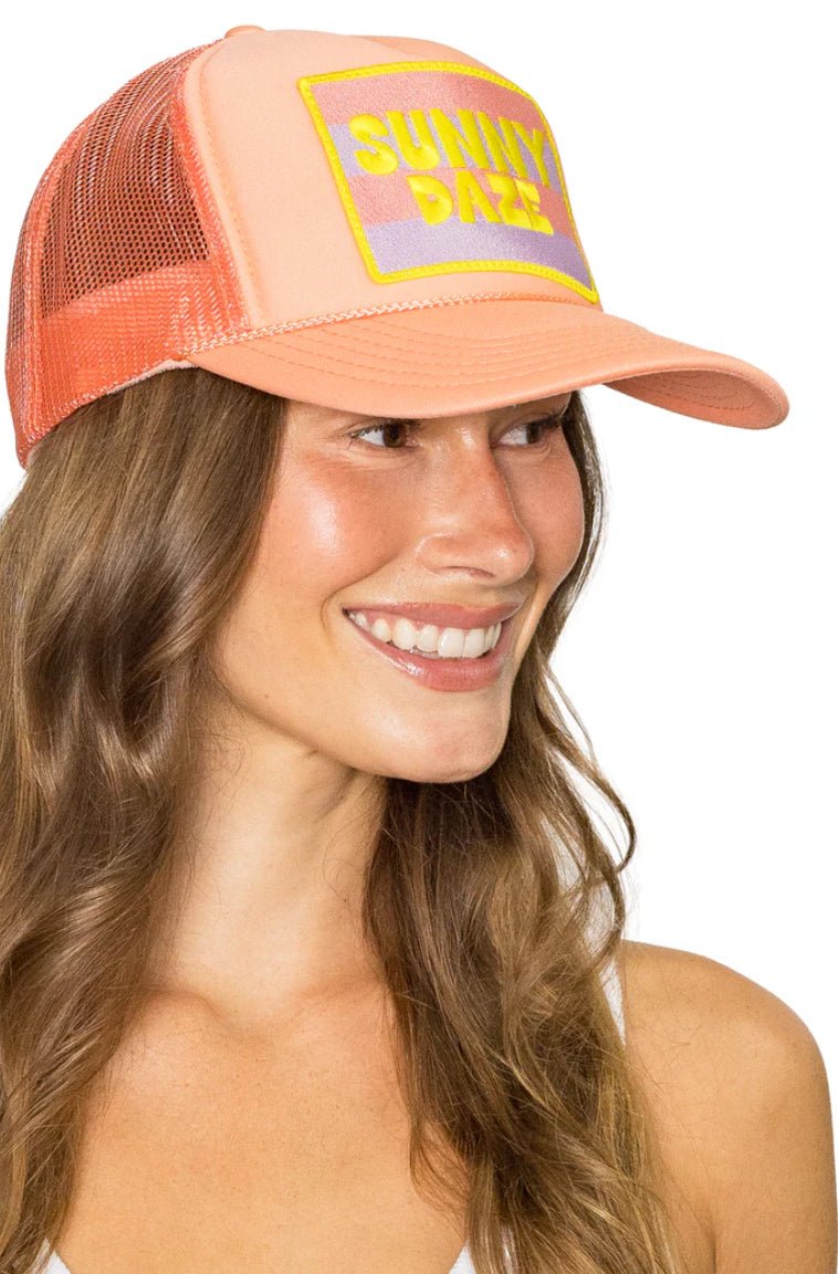 Feelin Friday Sunny Daze Trucker Hat Coral Pink - Fleur - De - Lis Boutique
