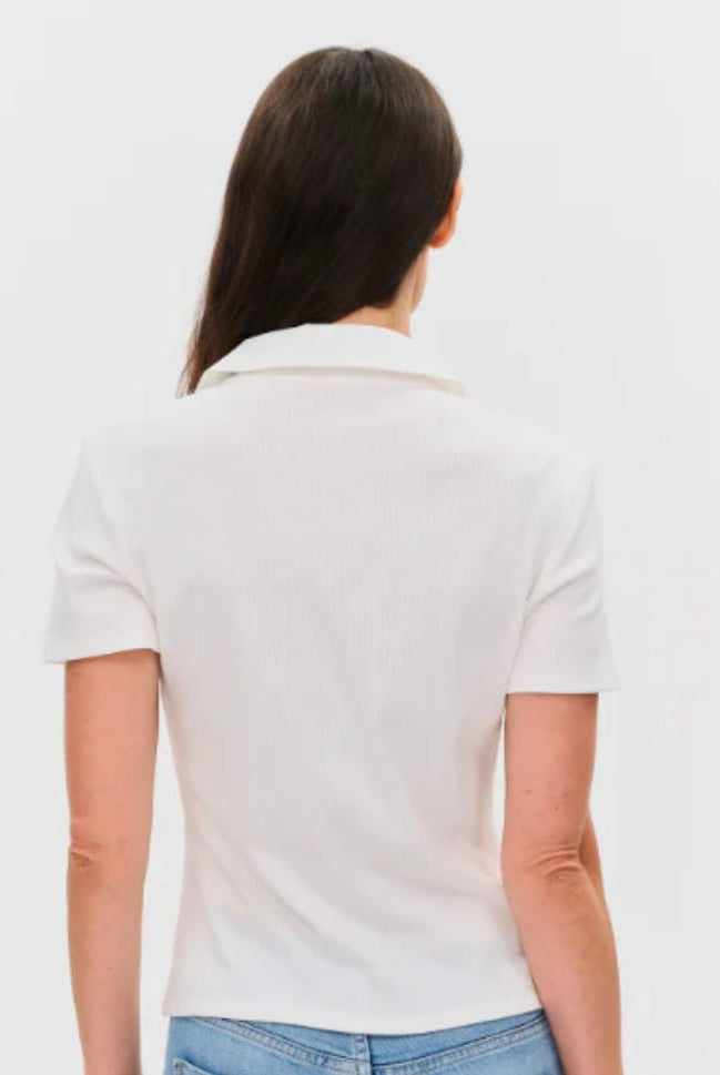 Six Fifty Simone Ribbed Polo White - Fleur - De - Lis Boutique