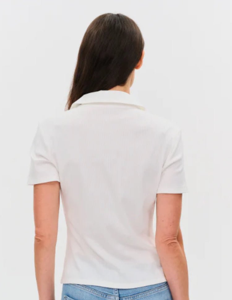 Six Fifty Simone Ribbed Polo White - Fleur - De - Lis Boutique