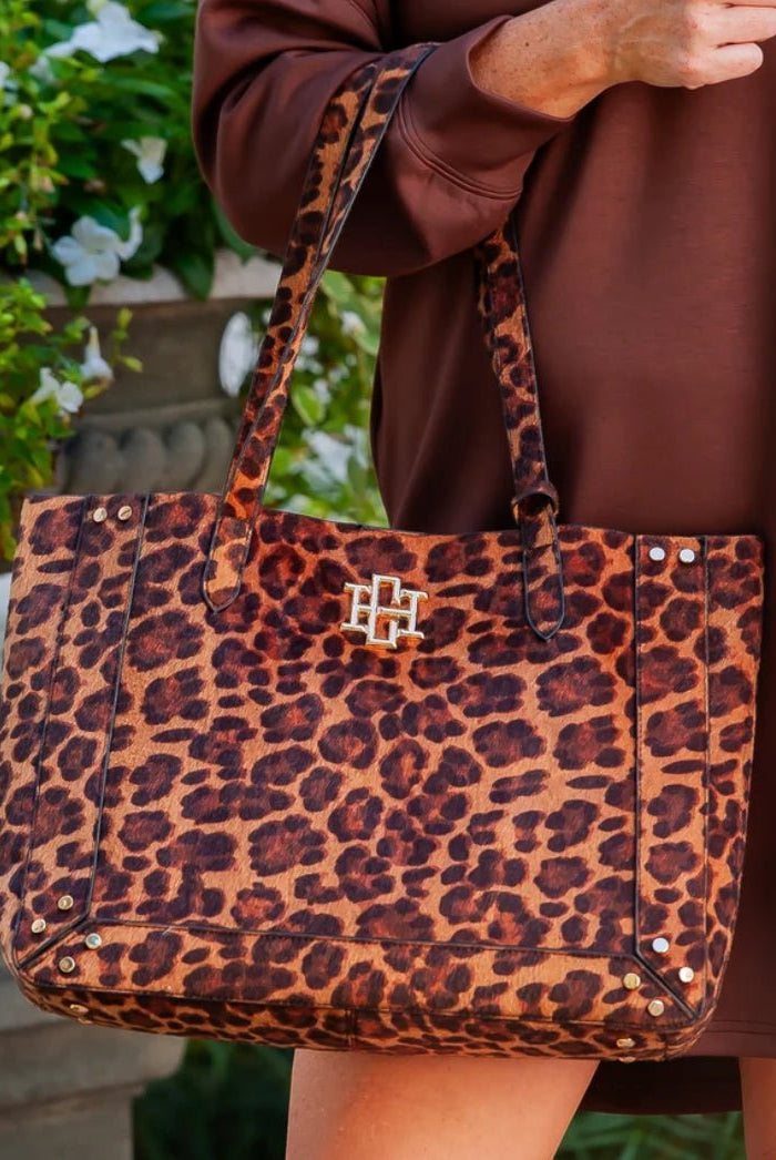 Caroline Hill Sophie Studded Tote Spotted Saddle - Fleur-De-Lis Boutique