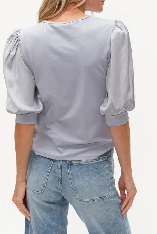 Six Fifty Solara Mixed Media Top Denim - Fleur - De - Lis Boutique