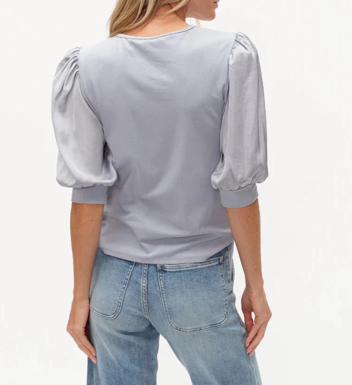 Six Fifty Solara Mixed Media Top Denim - Fleur - De - Lis Boutique