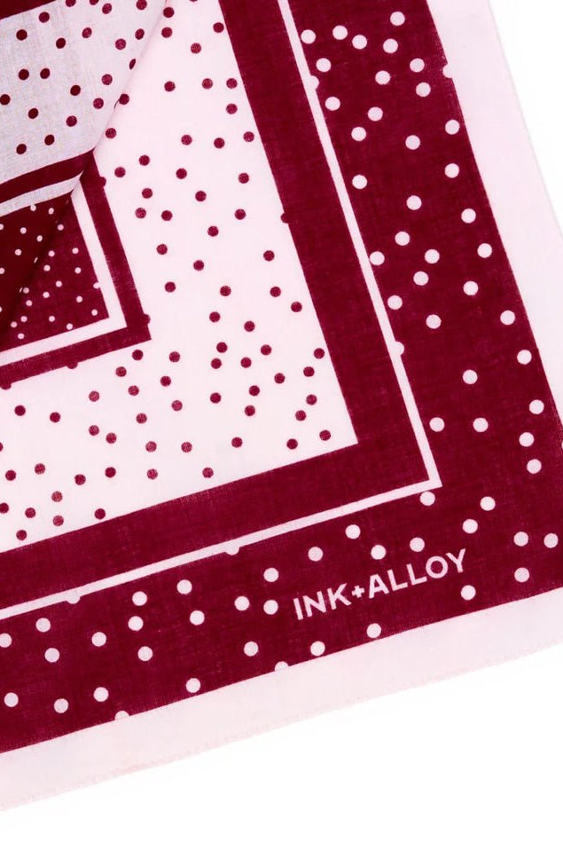 Ink + Alloy Polka Dot Scarf Maroon and White - Fleur-De-Lis Boutique