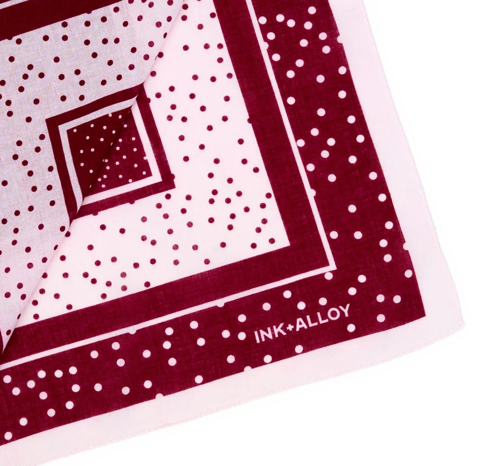Ink + Alloy Polka Dot Scarf Maroon and White - Fleur-De-Lis Boutique