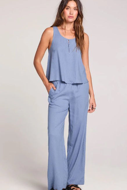 Saltwater Luxe Woven Worn Blue Pant - Fleur - De - Lis Boutique