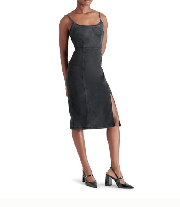 Steve Madden Giselle Denim Dress Washed Black - Fleur - De - Lis Boutique