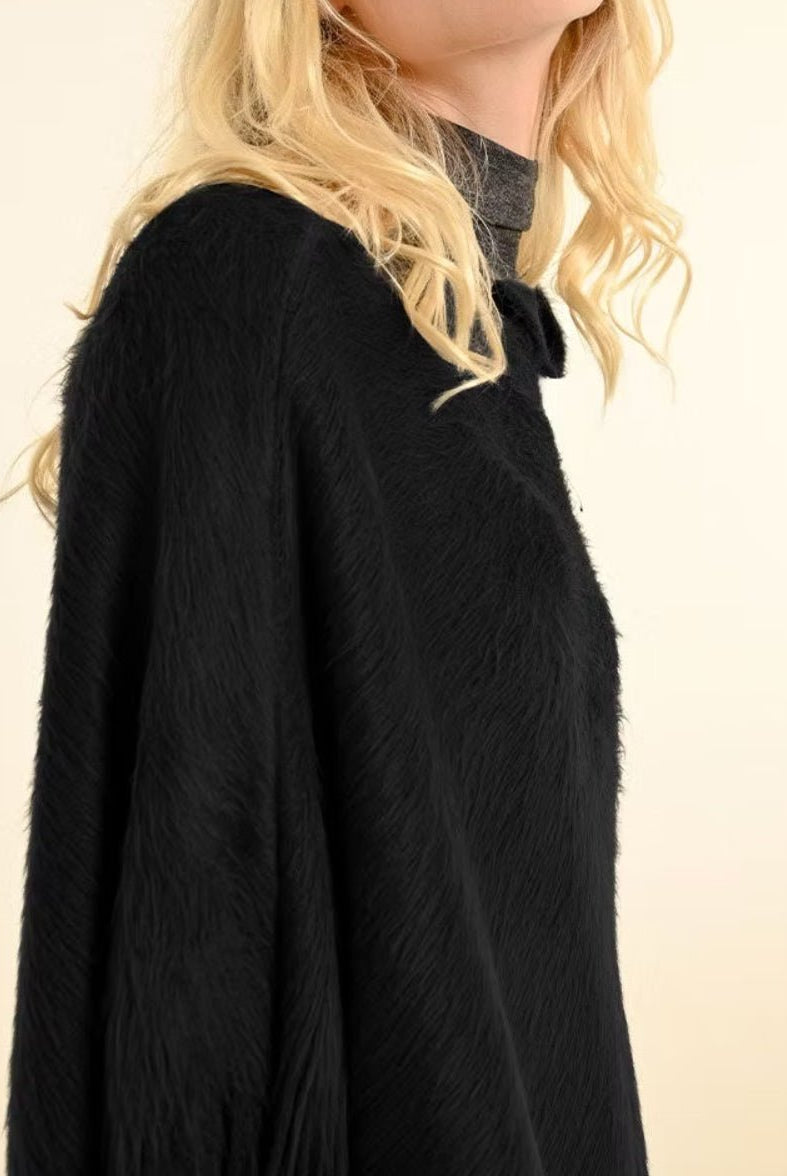 Soft Poncho Black - Fleur - De - Lis Boutique