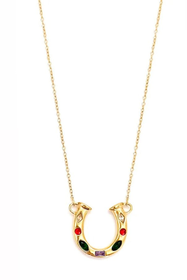 BELJOY Lainey Crystal Horseshoe Necklace Gold - Fleur-De-Lis Boutique