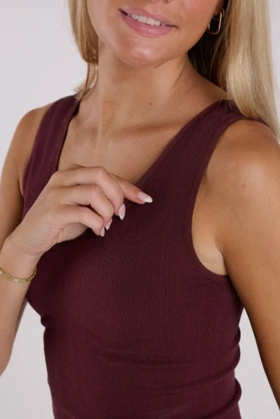 Double Layer Jac Tank Cabernet Red - Fleur-De-Lis Boutique