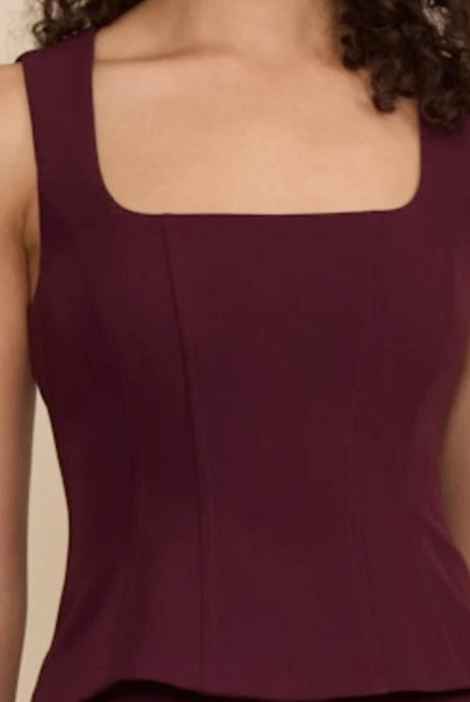 Lucy Paris Leanne Peplum Top Wine - Fleur-De-Lis Boutique